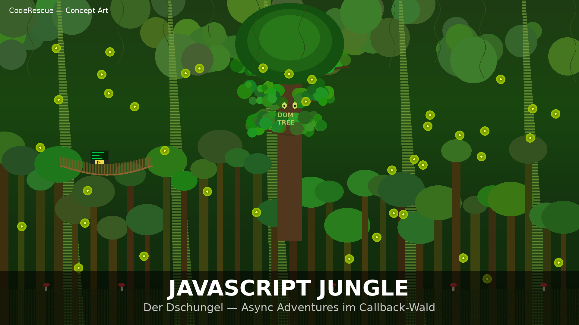 W4 · JavaScript Jungle · JavaScript — der Dschungel, Async im Callback-Wald