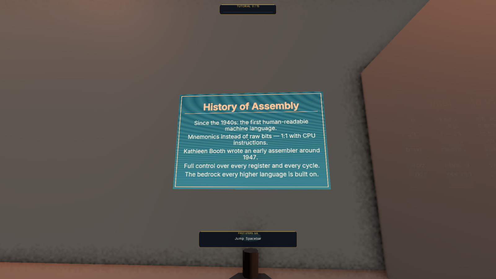 Assembly-Level – Wissenstafel „History of Assembly"
