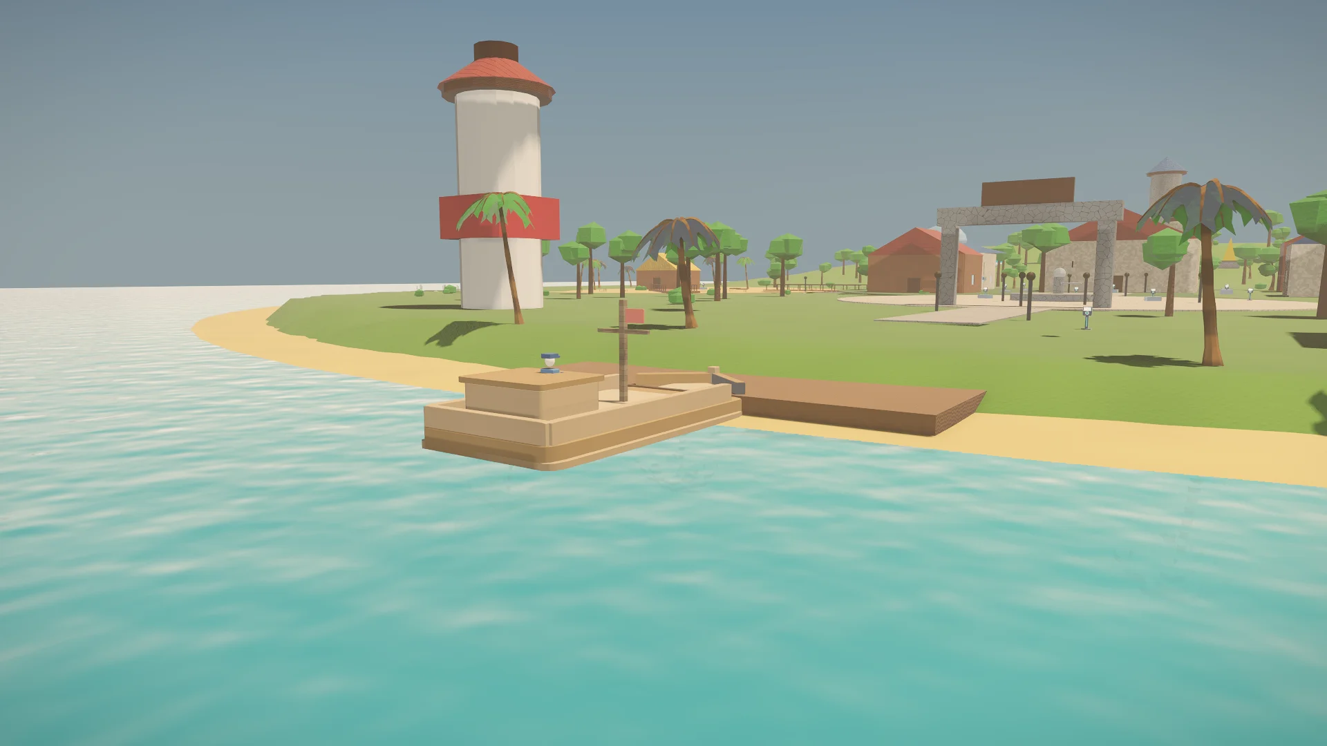Die Fähre am Steg von Tutorial Island – sie bringt dich hinüber nach Code City